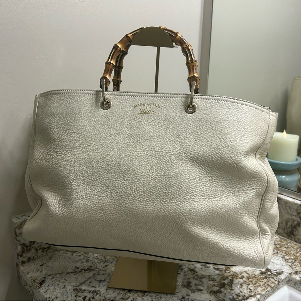 Gucci Large bamboo handle Shopper Tote with strap And Original Price Tags